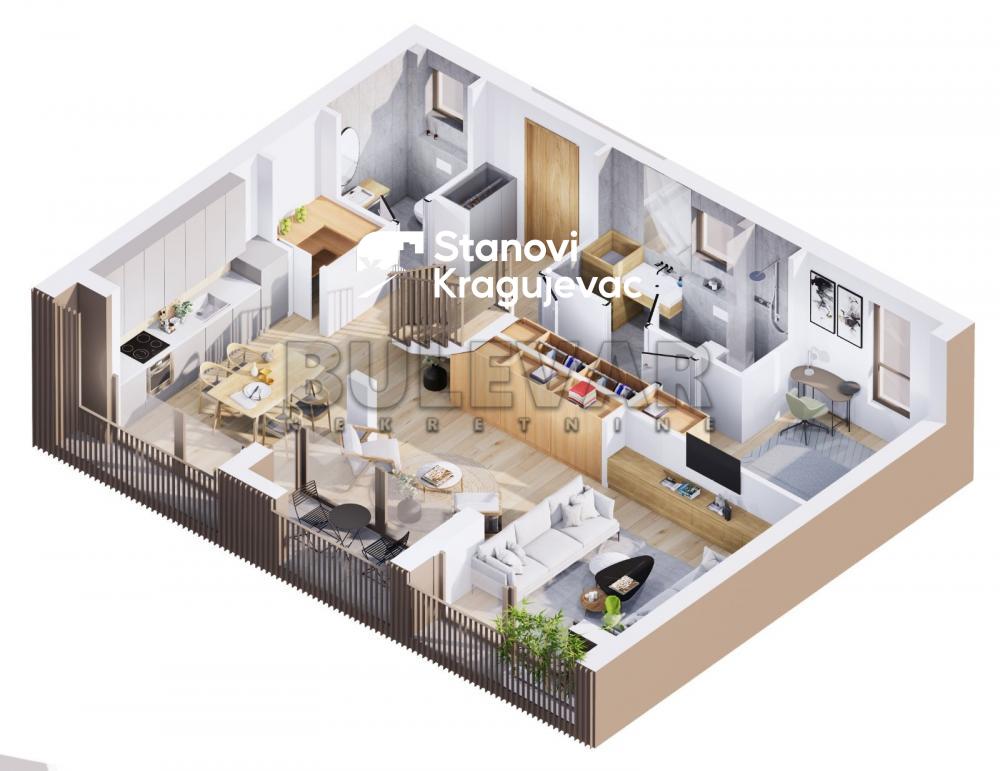 Slika 2 - Četvorosoban, 137m2, Cara Lazara Kragujevac, sa terasom, ima lift