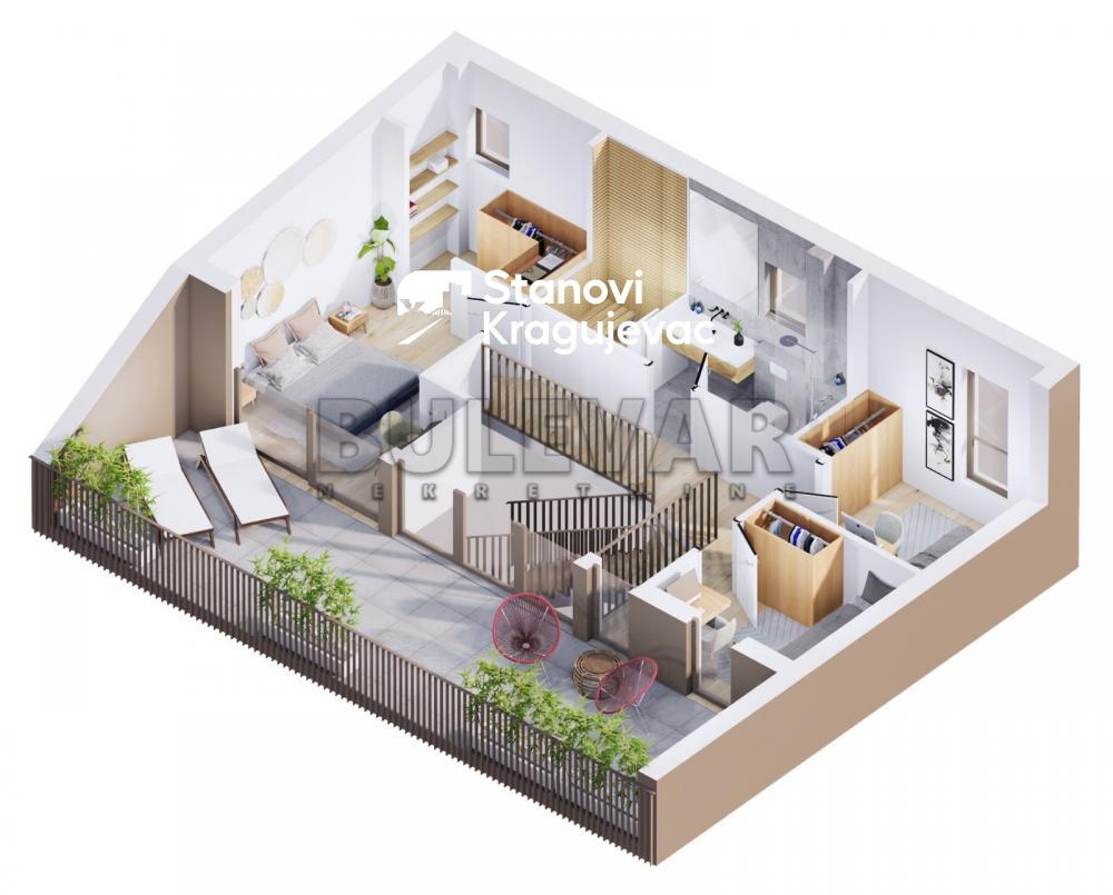 Slika 1 - Četvorosoban, 137m2, Cara Lazara Kragujevac, sa terasom, ima lift