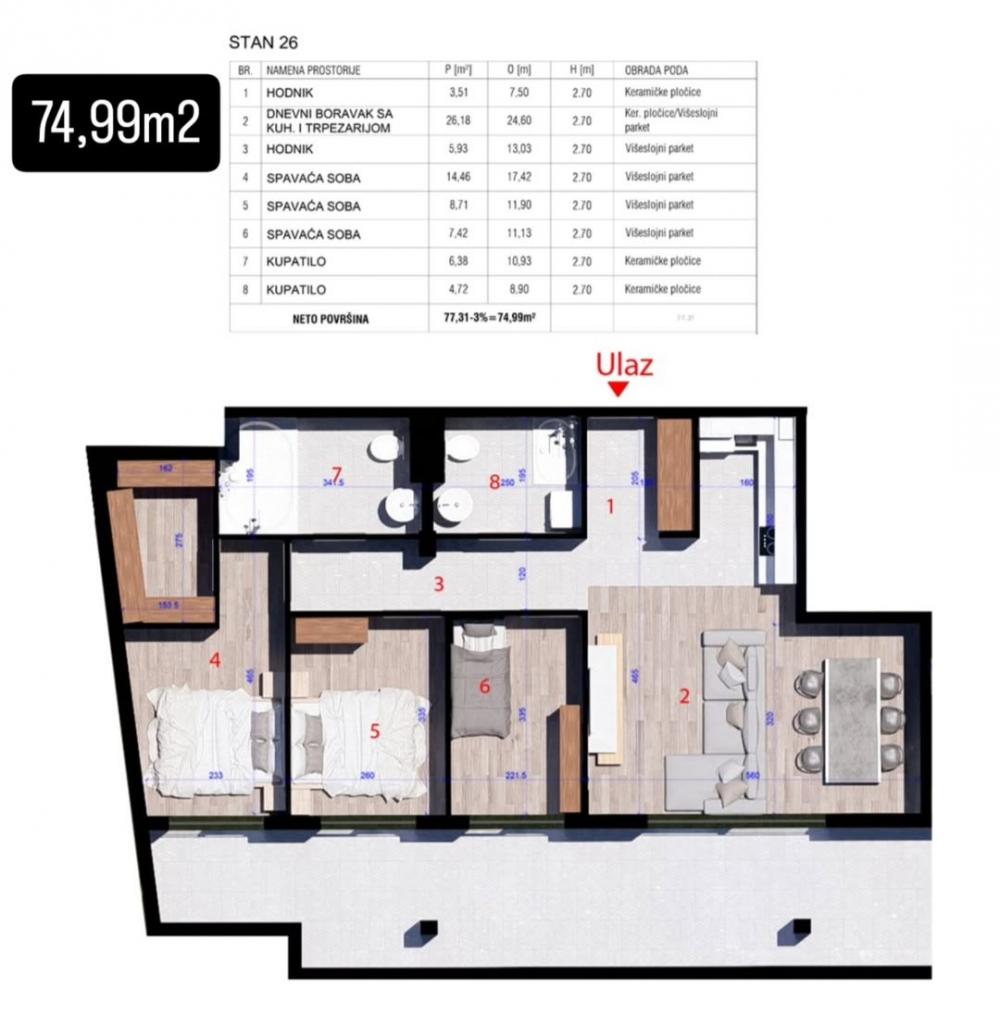 Slika 1 - Prodaja stana, ATINSKA  Kragujevac, sa terasom, ima lift