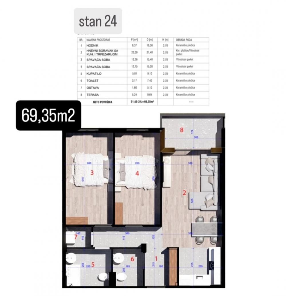 Slika 2 - Prodaja stana, ATINSKA  Kragujevac, sa terasom, ima lift