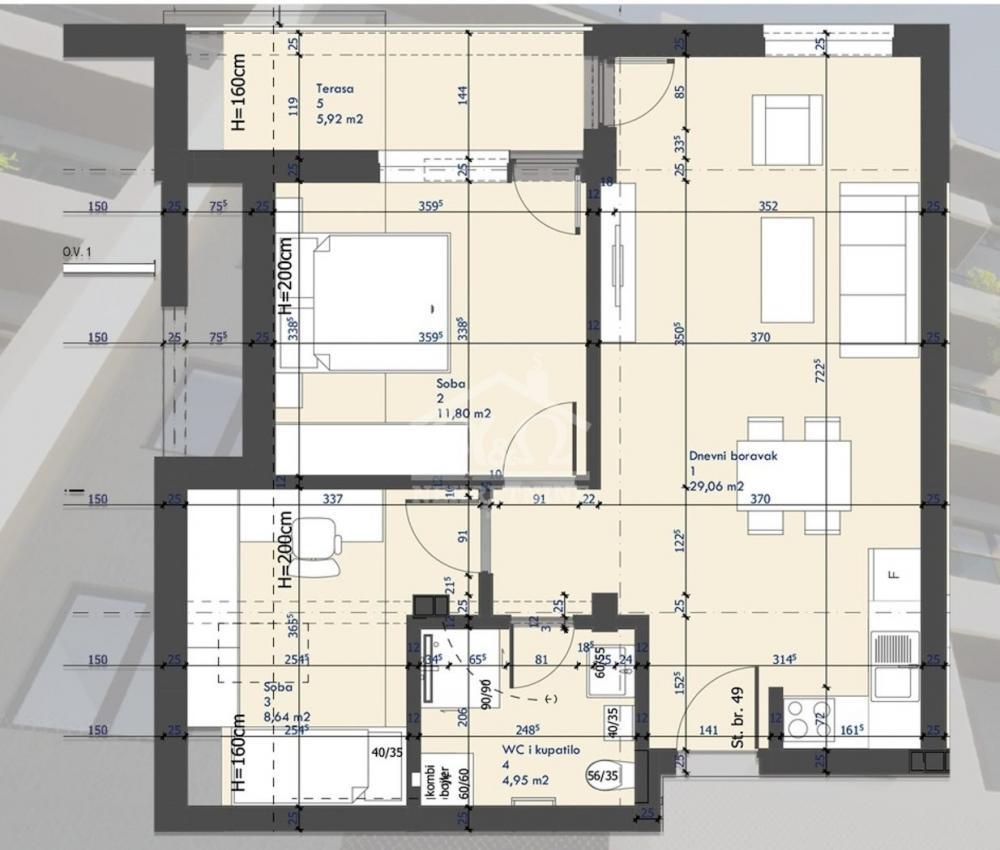 Glavna slika -Dvoiposoban, 60m2, sa terasom, ima lift