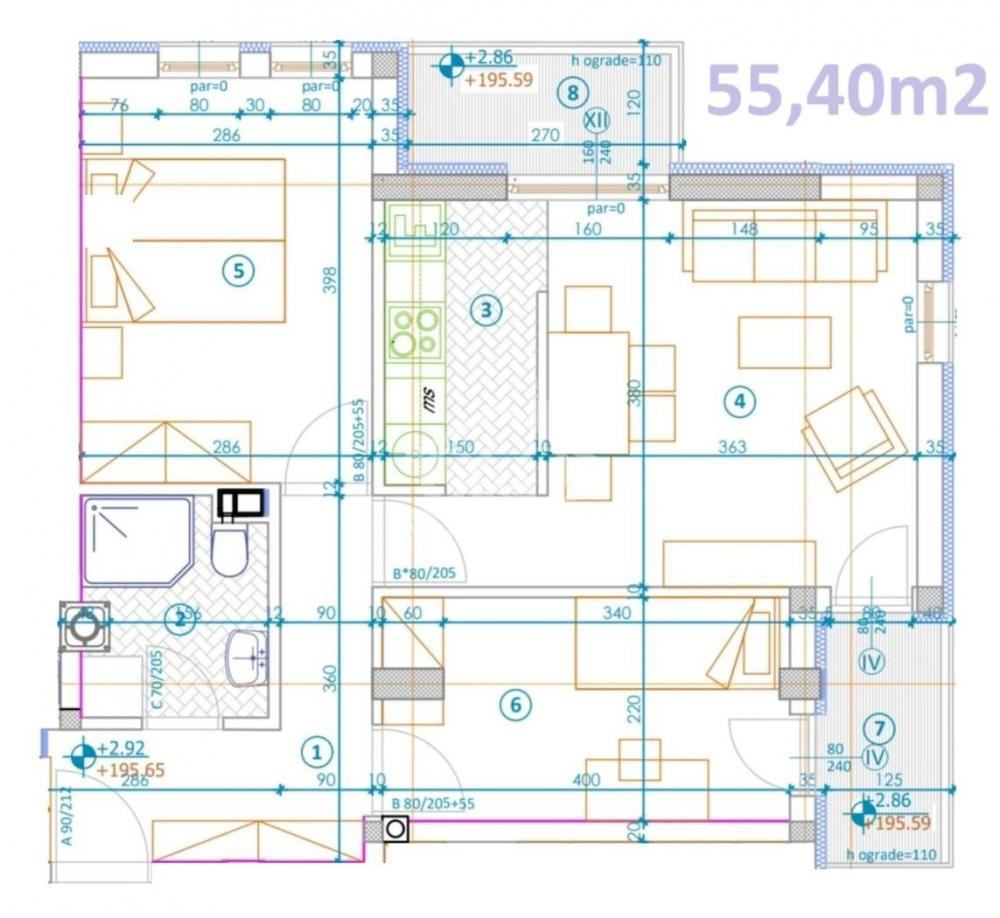 Glavna slika -Dvoiposoban, 55m2, sa terasom, ima lift