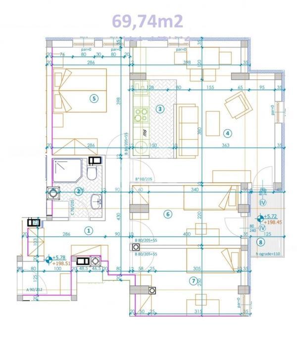 Glavna slika -Troiposoban, 70m2, sa terasom, ima lift