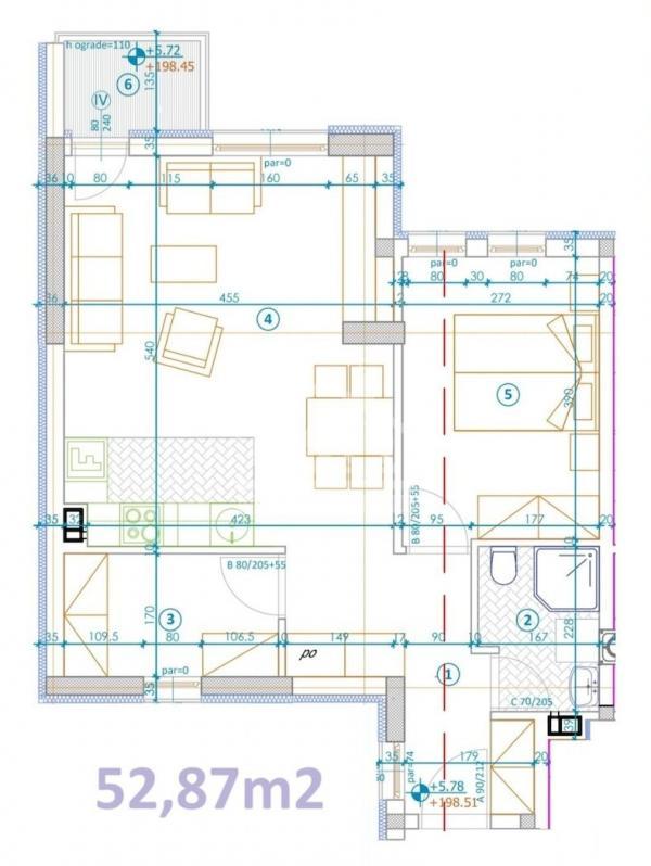 Glavna slika -Dvoiposoban, 53m2, sa terasom, ima lift