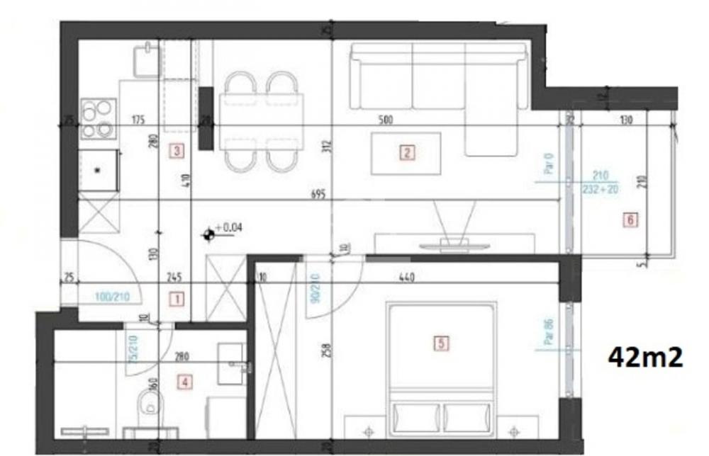 Slika 10 - Jednoiposoban, 42m2, Erdoglija Kragujevac, sa terasom