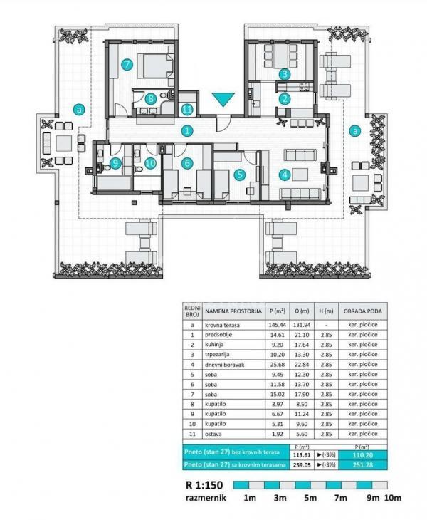 Glavna slika -Troiposoban, 110m2, sa terasom, ima lift