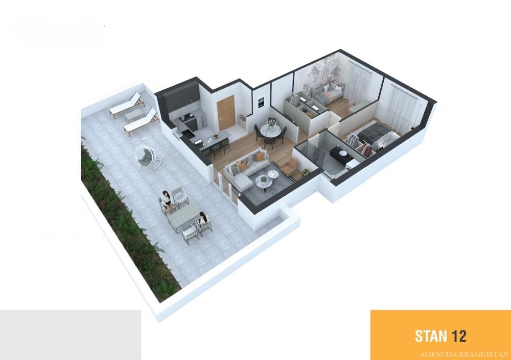 Slika 2 - Jednosoban, 134m2, Vašarište Kragujevac, sa terasom