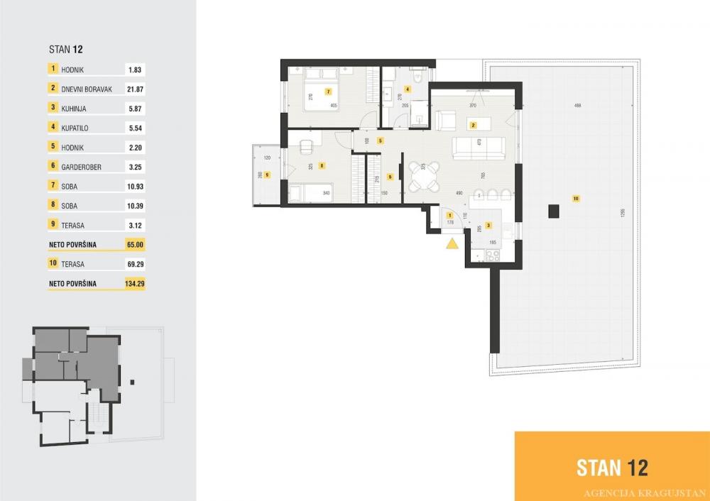 Slika 1 - Jednosoban, 134m2, Vašarište Kragujevac, sa terasom
