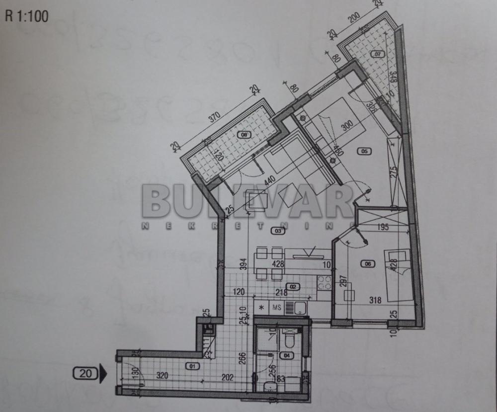 Slika 3 - Trosoban, 78m2, Zmaj Jovina Kragujevac, sa terasom, ima lift