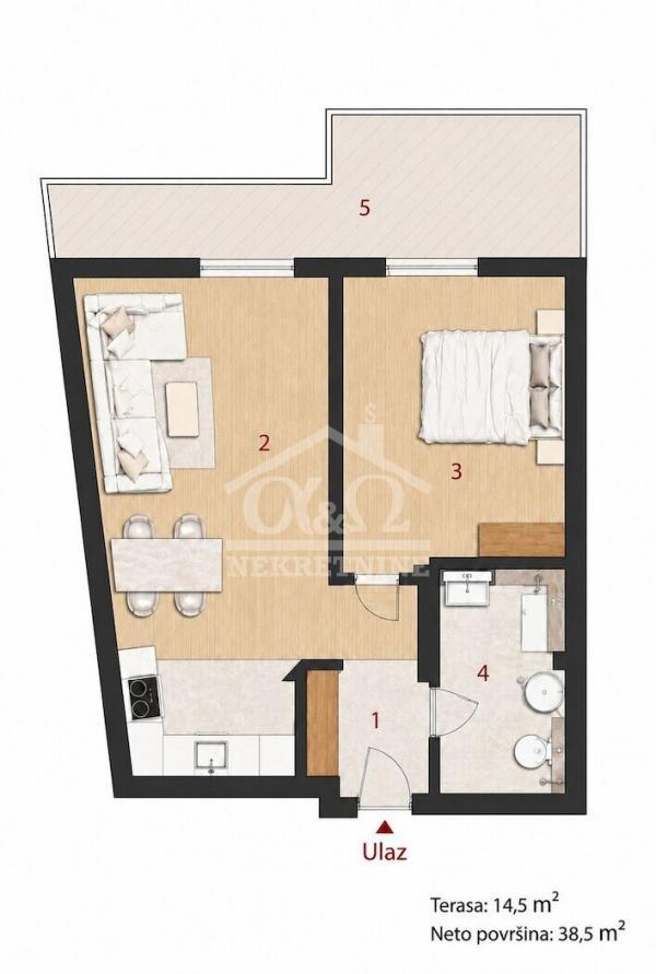 Glavna slika -Jednoiposoban, 38m2, Aerodrom Kragujevac, sa terasom, ima lift