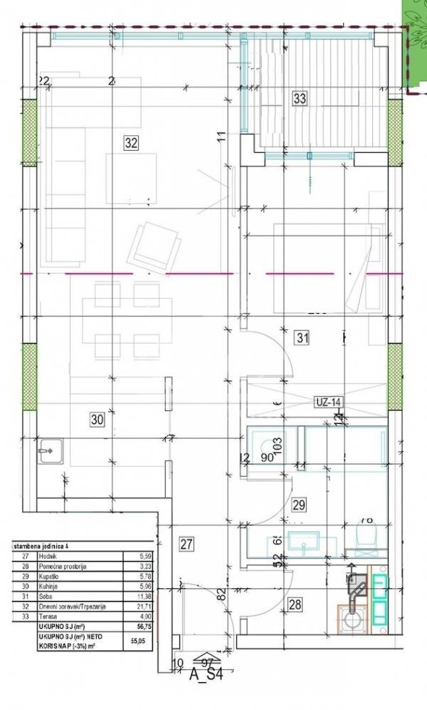 Glavna slika -Jednoiposoban, 55m2, sa terasom, ima lift