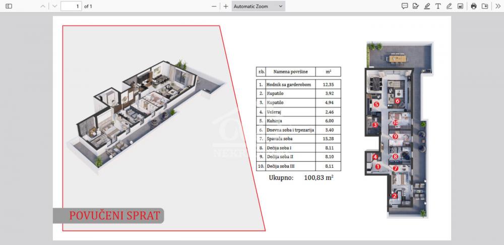 Slika 11 - Četvoroiposoban, 100m2, Aerodrom Kragujevac, sa terasom, ima lift