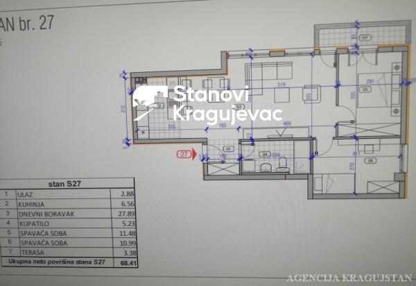 Slika 1 - Trosoban, 68m2, sa terasom, ima lift