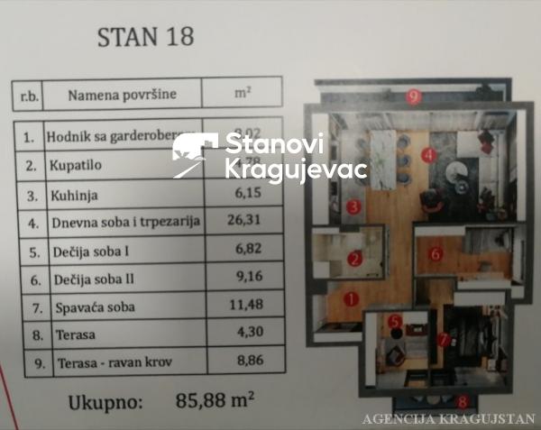 Slika 6 - Jednosoban, 76m2, Aerodrom Kragujevac, sa terasom, ima lift
