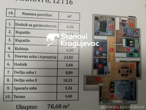 Slika 5 - Jednosoban, 76m2, Aerodrom Kragujevac, sa terasom, ima lift