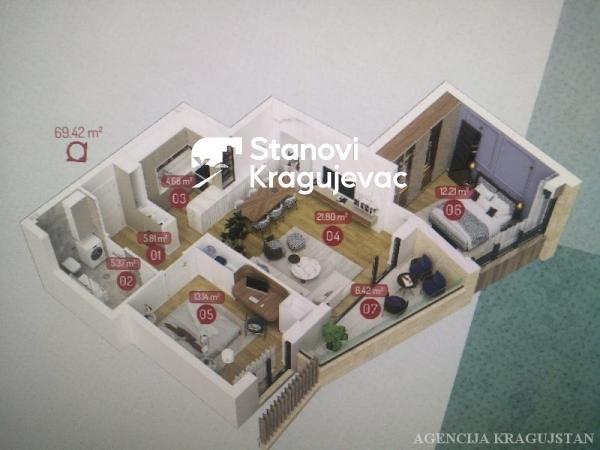 Glavna slika -Trosoban, 69m2, sa terasom, ima lift