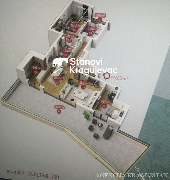 Glavna slika -Četvorosoban, 177m2, sa terasom, ima lift