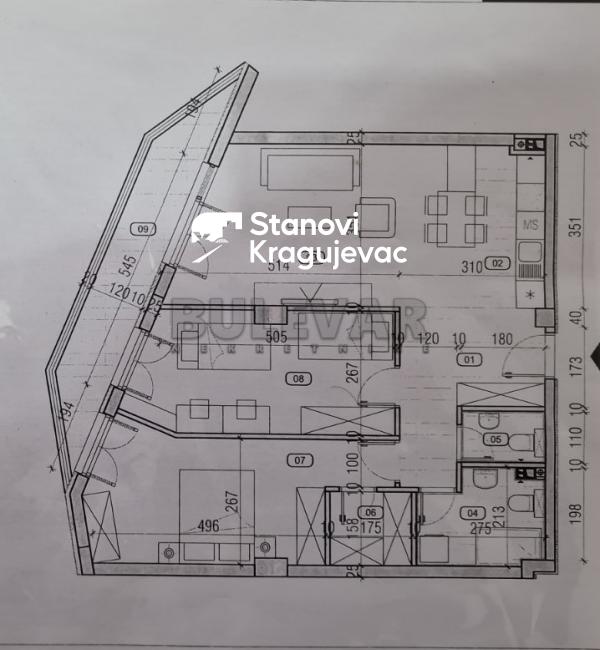 Slika 2 - Trosoban, 82m2, Zmaj Jovina Kragujevac, sa terasom