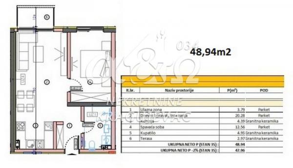 Slika 1 - Jednosoban, 38m2, sa terasom, ima lift