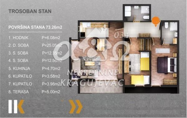 Glavna slika -Četvorosoban, 73m2, sa terasom, ima lift
