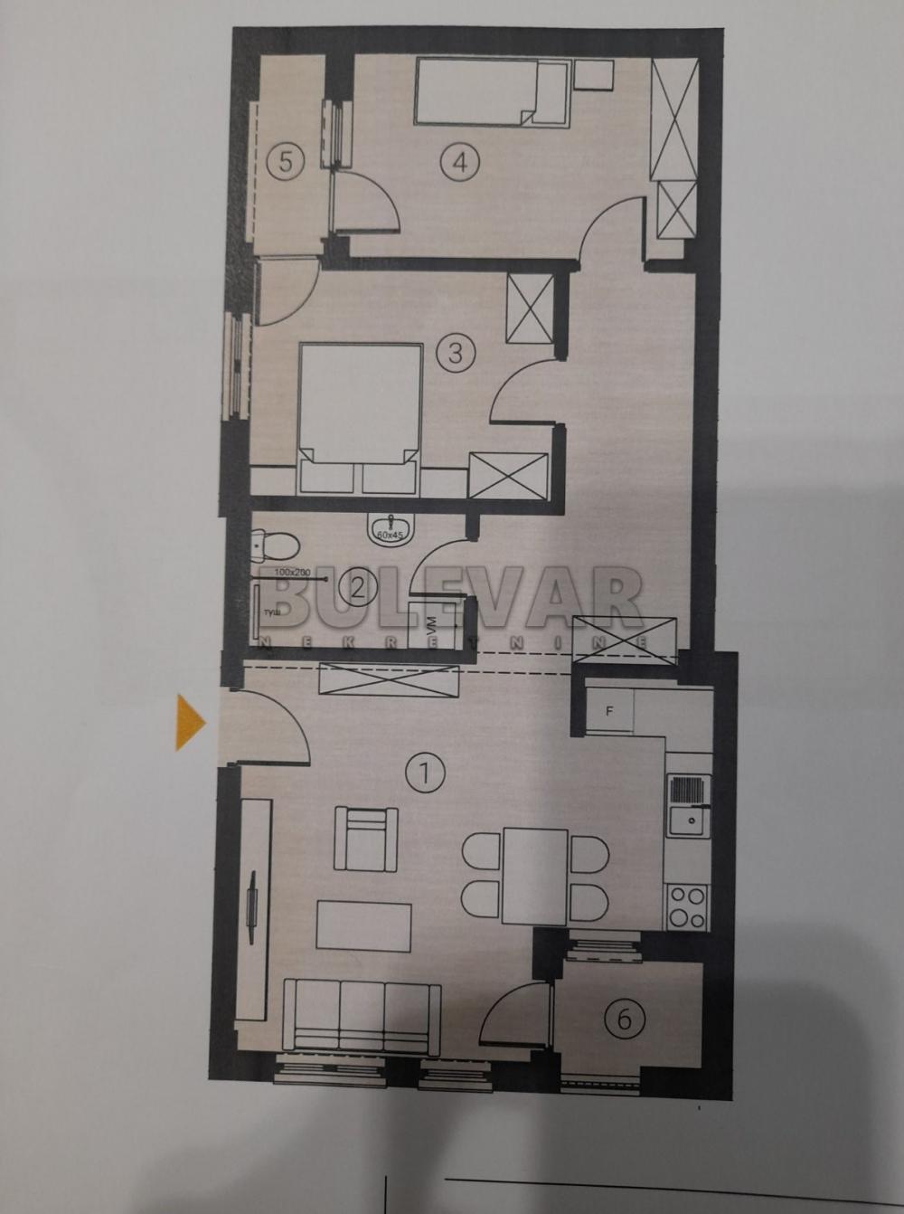 Slika 6 - Trosoban, 68m2, Kneza Mihaila Kragujevac, sa terasom, ima lift
